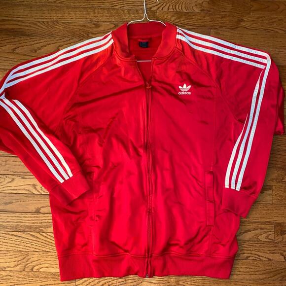 2006 Adidas Classic Red 3 Stripe Run DMC Zip Front Track Jacket Mens XL EUC - Picture 2 of 13